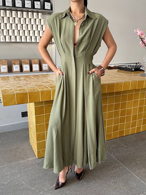 7490 Платье женское зеленый  GIRL 