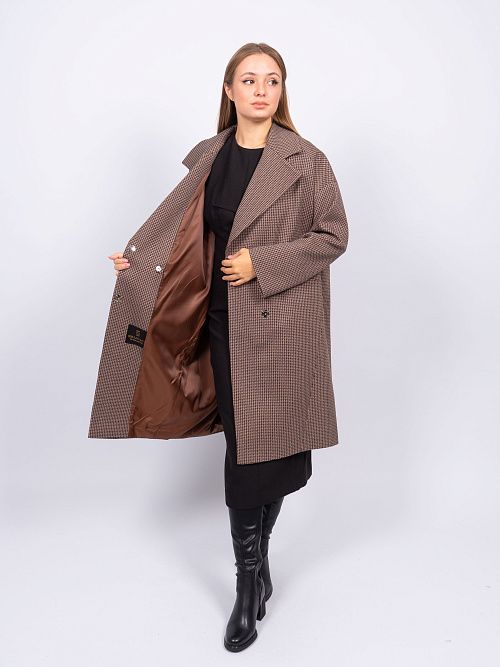 KR-291-Гус.лапка723 Пальто женское темно-коричневый Sempati 