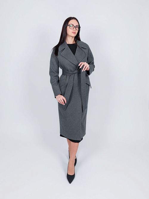 KR-296-рубчик-2 Пальто женское антрацит 365 