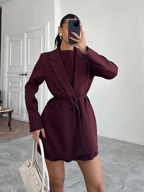 4121-bordo Пиджак женский бордовый GIRL 