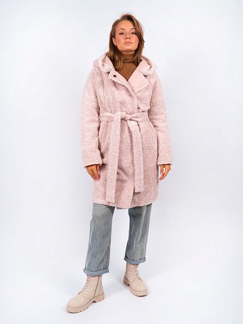 4У-0015/2м-3181/1 Пальто меховое женское ванильный ELECTRA STYLE 