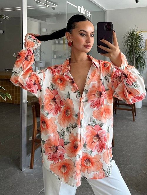 7486 Блузка женская оранжевый GIRL   