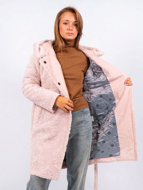 4У-0015/2м-3181/1 Пальто меховое женское ванильный ELECTRA STYLE 