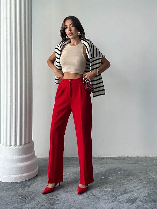 4002-red Брюки женские красный Girl 