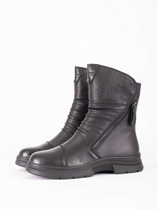 XUS-52480-4A-KW Полусапоги женские натуральная кожа черный Madella 