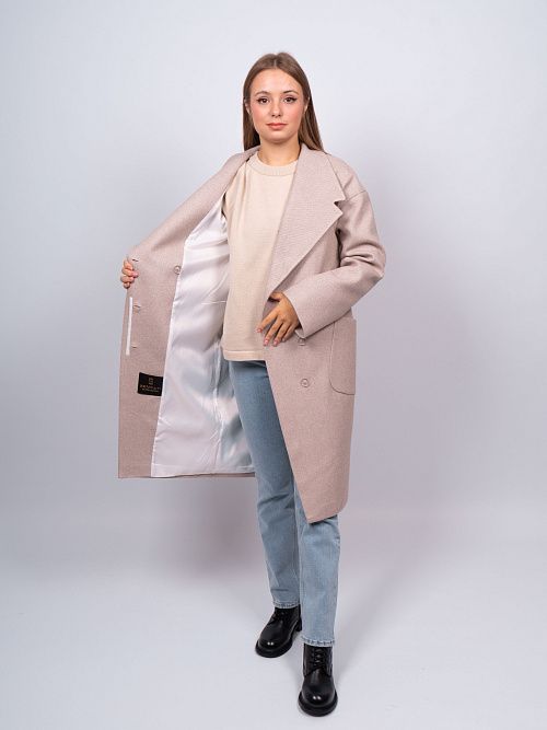 KR-171-Рубчик Пальто женское бежевый Sempati 