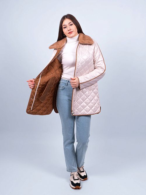 M26050 Куртка удлиненная женская бежевый Baimuni 