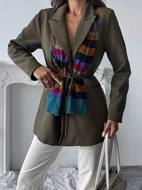 4121-khaki Пиджак женский хаки GIRL 