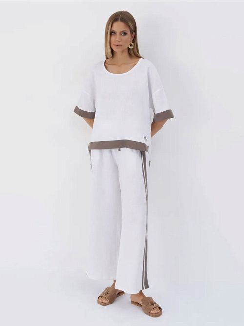 52125-БЛ Блузка женская бело-графитовый ELECTRA STYLE 