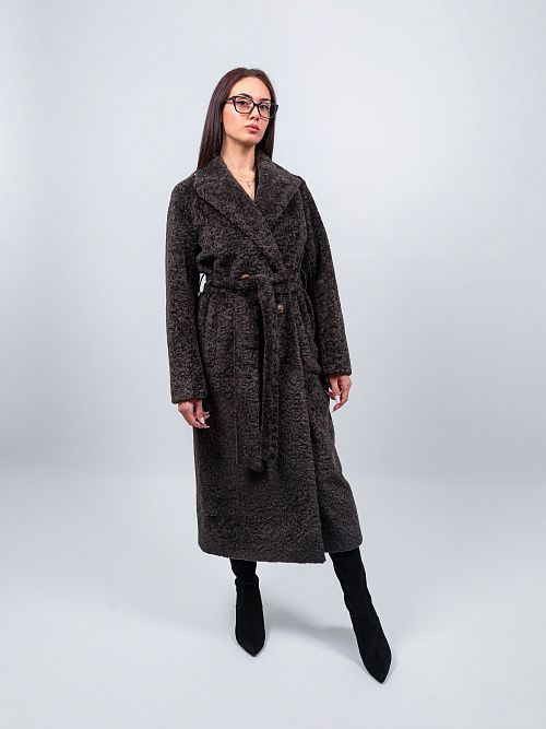 6-0127/1м-3181 Пальто меховое женское темно-зеленый ELECTRA STYLE 