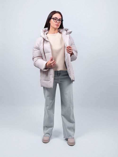 GWD4731I-G625/1 Куртка удлиненная женская бежевый ICEbear 