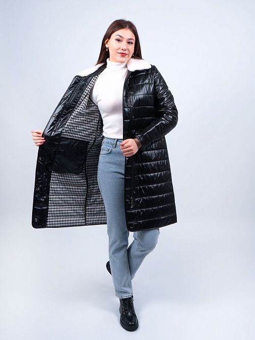 M23826 Пальто утепленное женское черный ILAMONER 