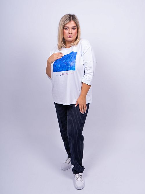 Ультрамарин Блузка женская белый ZAR STYLE 