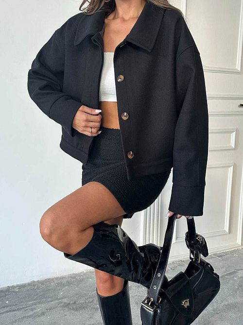 7498-black Бомбер женский черный Girl 