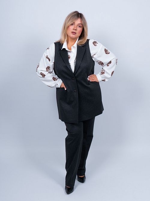 Асель-нью Жилет классический женский серый ZAR STYLE 