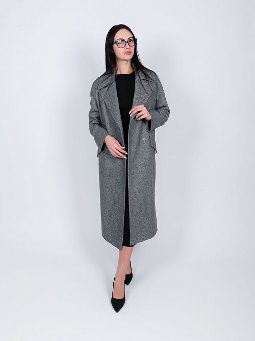 KR-296-рубчик-сер Пальто женское серый 365 