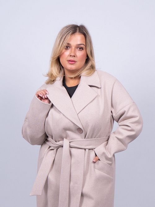 KR-227B/6-Рубчик Пальто женское бежевый 365 