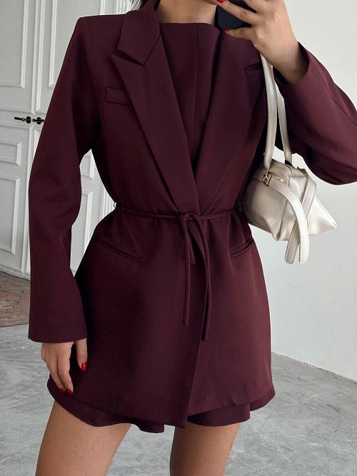 4121-bordo Пиджак женский бордовый GIRL 