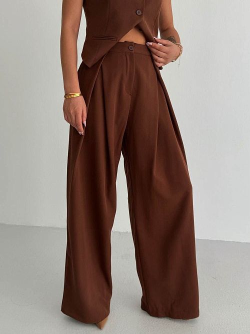 7477-brown Брюки женские коричневый Girl 