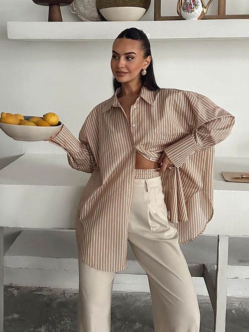 7465 Рубашка женская коричневый GIRL   