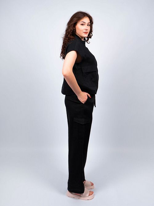 КЛ-8025-ИЛ24 Брюки женские черный ELECTRA STYLE 