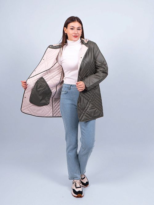 2663 Куртка удлиненная женская хаки Baimuni 