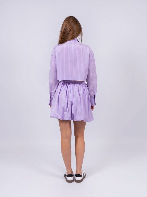 7448 Рубашка укороченная женская сиреневый GIRL   