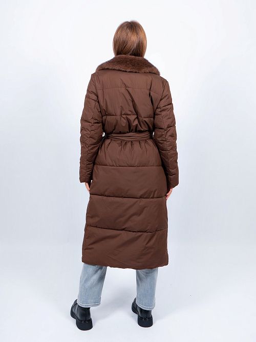 6БП-43033м-979/980 Пальто плащевое женское утепленное корчневый ELECTRA STYLE 