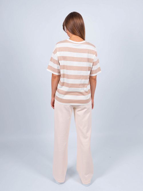 ЕВТ3190/ Футболка женская темно-бежевый,полоска VERY NEAT 