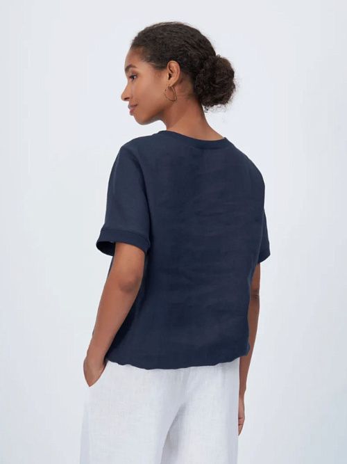 52104-БЛ Блузка женская темно-синий ELECTRA STYLE 