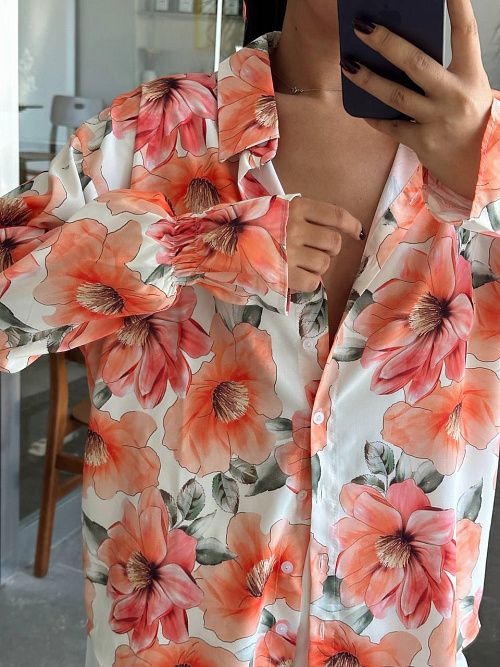 7486 Блузка женская оранжевый GIRL   