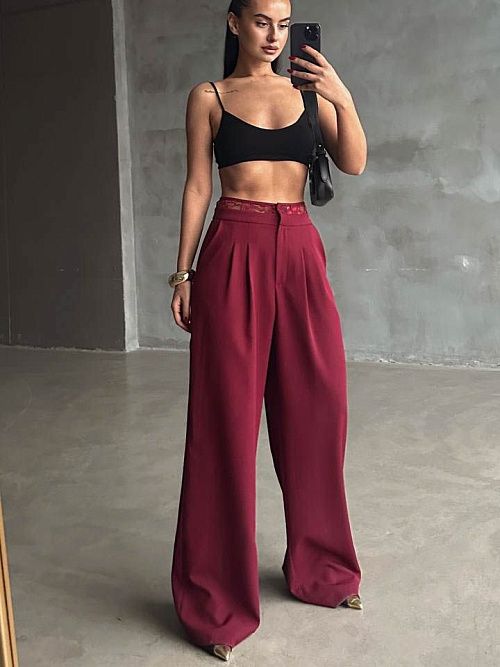 7453 Брюки женские бордовый GIRL 