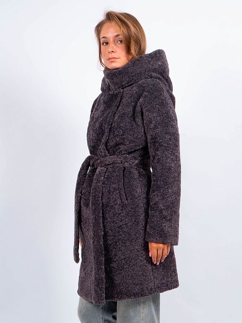 4У-0015/2м-3181 Пальто меховое женское антрацит ELECTRA STYLE 