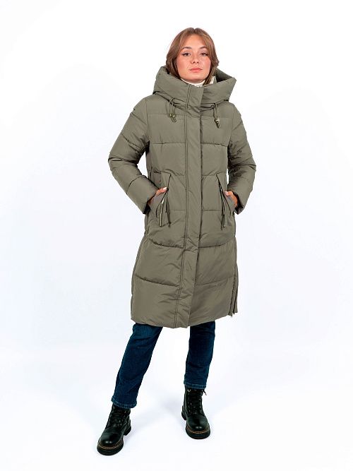 GWD4762I-G686 Пальто женское серо-зеленый ICEbear 