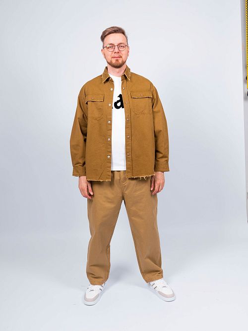 10105/AV Рубашка мужская бежевый QWENTINI  