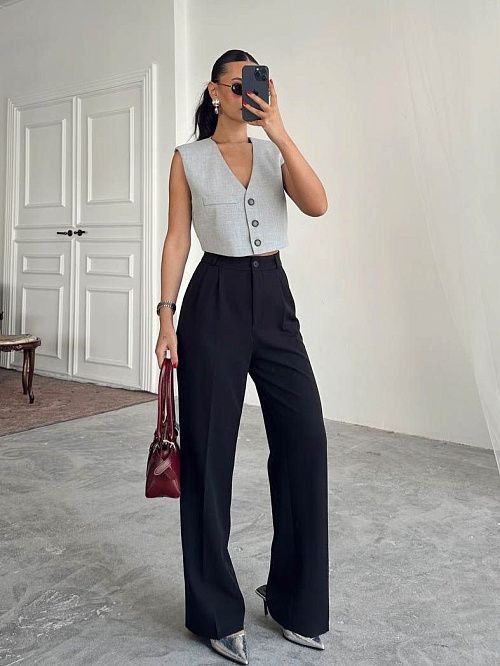 4002-black Брюки женские черный Girl 