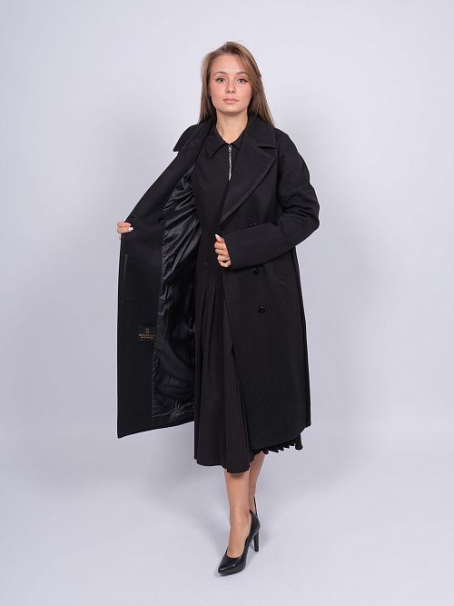 KR-227N/15-Рубчик Пальто женское черный 365 