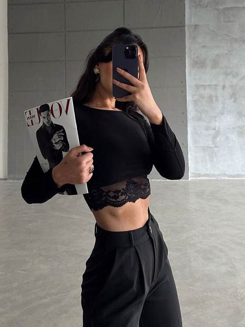 2566 Кофта женская черный GIRL 