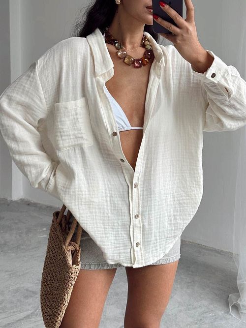 2573 Рубашка женская молочный GIRL   