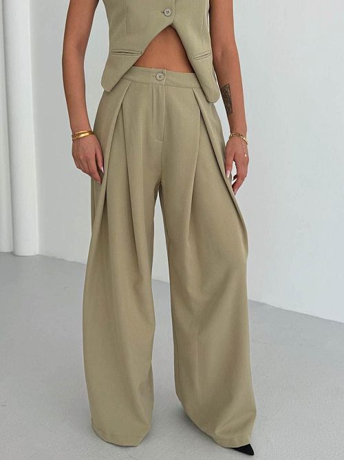 7477-green Брюки женские зеленый Girl 