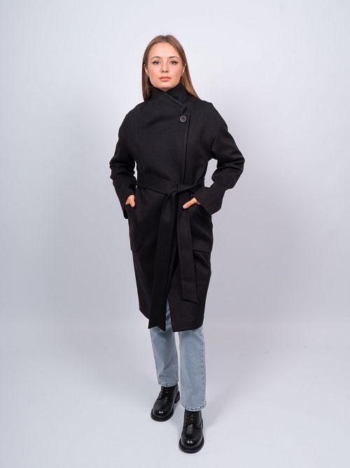 KR-171/15-Рубчик Пальто женское черный 365 