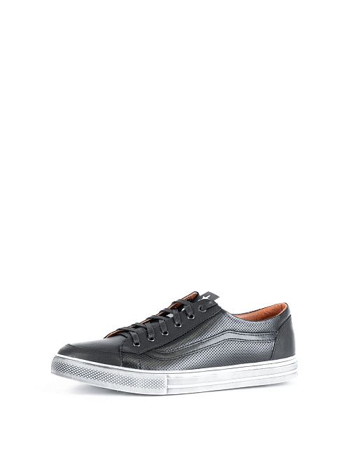 7625 black Кеды мужские натуральная кожа черный Shach 