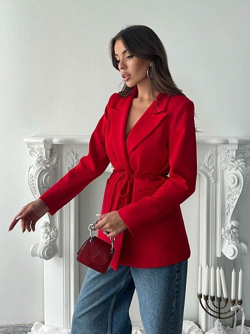 4121-red Пиджак женский красный GIRL 