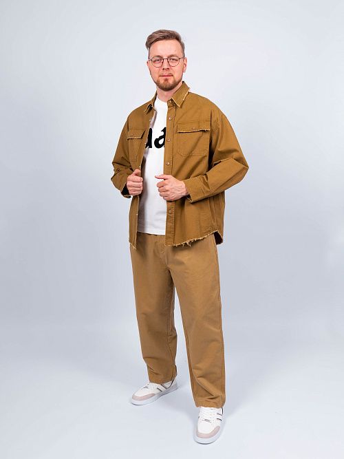 10105/AV Рубашка мужская бежевый QWENTINI  