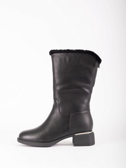 XJU-42189-4A-KW Полусапоги женские натуральная кожа черный Madella 