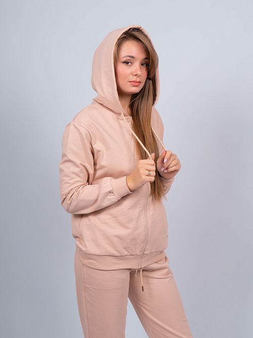 EBT3154 Худи зип женский бежевый VERY NEAT 