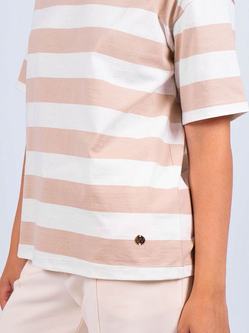 ЕВТ3190/ Футболка женская темно-бежевый,полоска VERY NEAT 