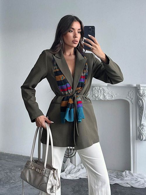 4121-khaki Пиджак женский хаки GIRL 