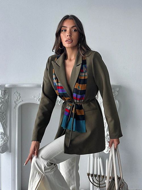 4121-khaki Пиджак женский хаки GIRL 