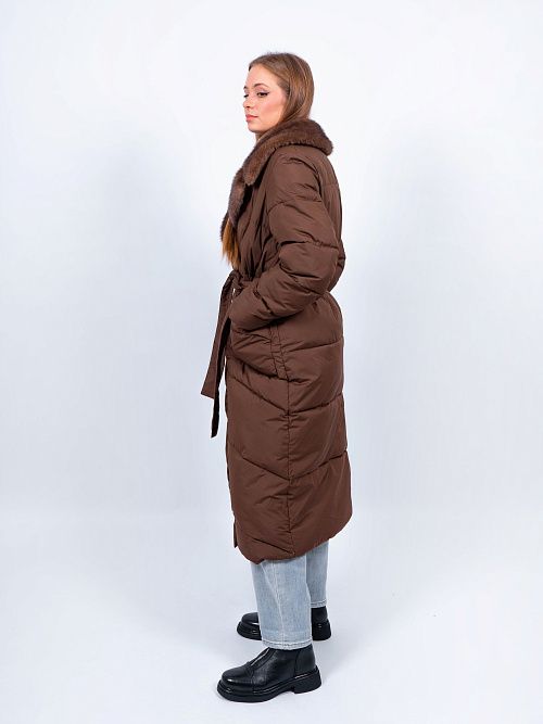 6БП-43033м-979/980 Пальто плащевое женское утепленное корчневый ELECTRA STYLE 